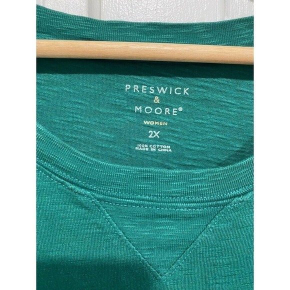 Preswick & Moore - green long sleeve 100% cotton women's size XXL top , blouse - Picture 2 of 3